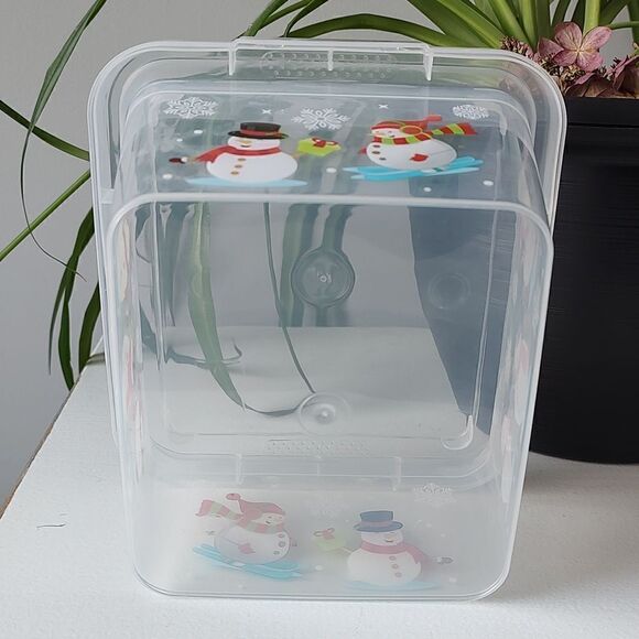 Plastic Clear Festive Winter & Christmas Snowman Tote - Picture 6 of 6